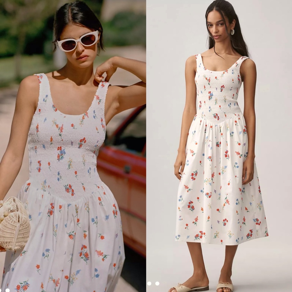 WAYF Drop-Waist Sleeveless Midi Dress